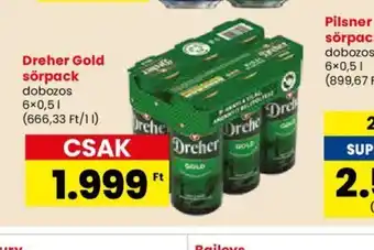 Spar Dreher Gold sörpack 6x0,5l ajánlat