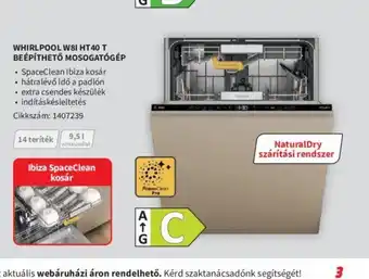 Media Markt WHIRLPOOL W81 HT40 T BEÉPÍTHETŐ MOSOGATÓGÉP ajánlat