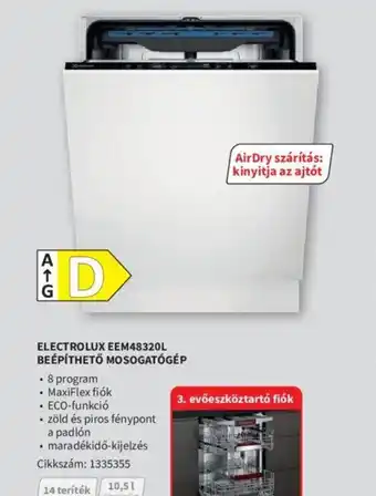 Media Markt ELECTROLUX EEM48320L BEÉPÍTHETŐ MOSOGATÓGÉP ajánlat