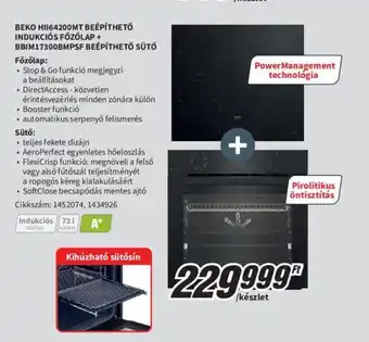 MediaMarkt BEKO HII64200MT BEÉPÍTHETŐ INDUKCIÓS FŐZŐLAP + BBIM17300BMPSF BEÉPÍTHETŐ SÜTŐ ajánlat
