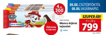 Lidl PAW PATROL Mancs őrjárat tejszelet 4x28g ajánlat