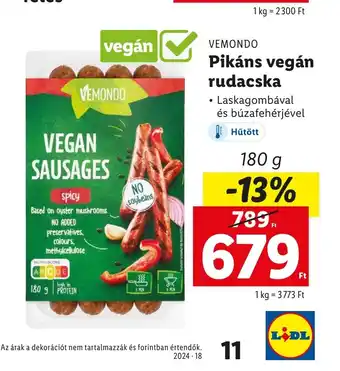 Lidl VEMONDO Pikáns vegán rudacska 180g ajánlat