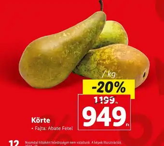 Lidl Körte 1kg ajánlat