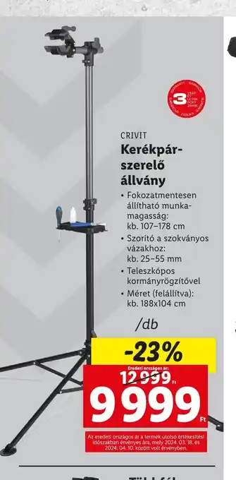 Lidl CRIVIT Kerékpár- szerelő állvány ajánlat