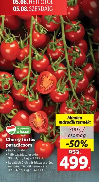 Lidl Cherry fürtös paradicsom 300g ajánlat