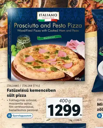 Lidl ITALIAMO ITALIAN STYLE Fatüzelésű kemencében sült pizza 400g ajánlat