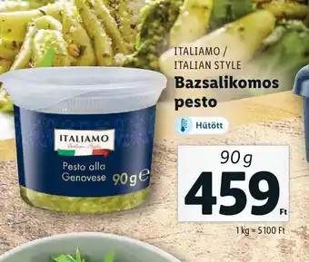 Lidl ITALIAMO / ITALIAN STYLE Bazsalikomos pesto 90g ajánlat