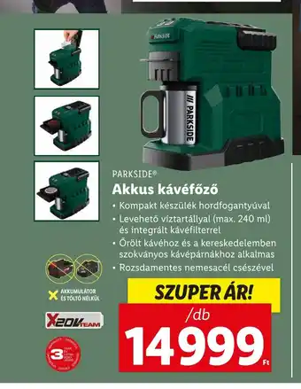 PARKSIDE® Akkus kávéfőző