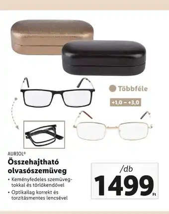AURIOL® Összehajtható olvasószemüveg 1db