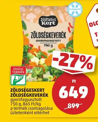 PENNY ZÖLDSÉGESKERT ZÖLDSÉGKEVERÉK 750 g ajánlat