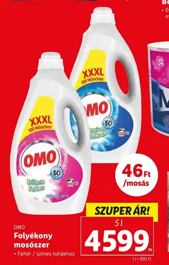 Lidl OMO Folyékony mosószer 5l ajánlat