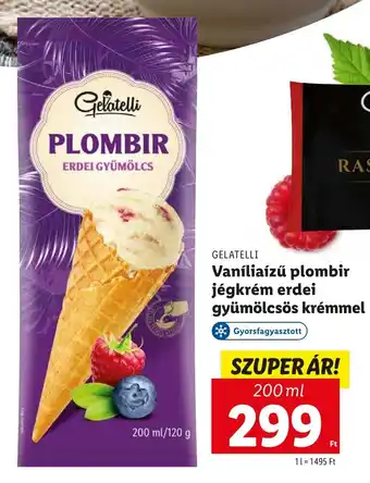 Lidl GELATELLI Vaníliaízű plombir jégkrém erdei gyümölcsös krémmel 200ml ajánlat