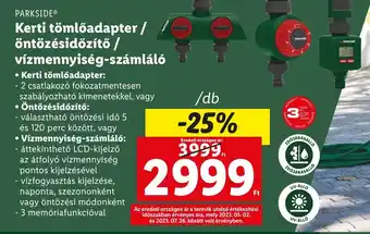 Lidl PARKSIDE® Kerti tömlőadapter/ öntözésidőzítő / vízmennyiség-számláló ajánlat