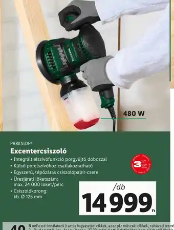 Lidl PARKSIDE® Excentercsiszoló ajánlat