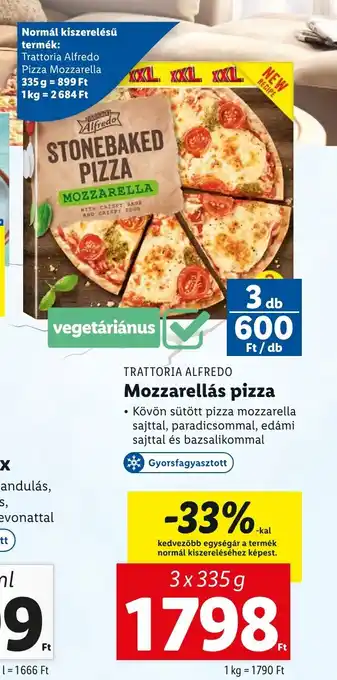 Lidl TRATTORIA ALFREDO Mozzarellás pizza 3x335g ajánlat