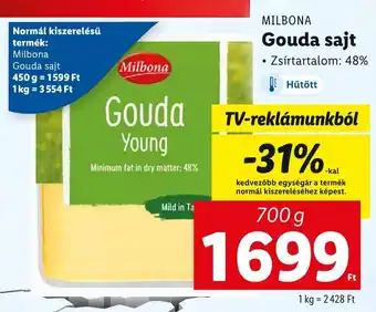 Lidl MILBONA Gouda sajt 700g ajánlat