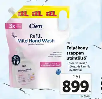 Lidl CIEN Folyékony szappan utántöltő 1,5l ajánlat