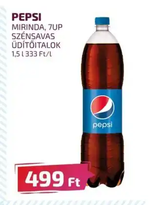 CBA PEPSI MIRINDA, 7UP SZÉNSAVAS ÜDÍTŐITALOK 1,5l ajánlat