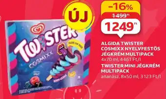 Auchan ALGIDA TWISTER COSMIXX NYELVFESTŐS JÉGKRÉM MULTIPACK 4x70 ml ajánlat