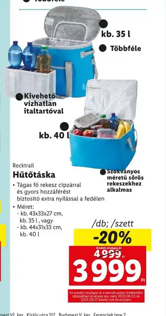 Lidl Rocktrail Hűtőtáska 1db ajánlat