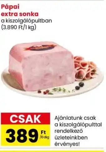 Spar Market Pápai extra sonka 10dkg ajánlat