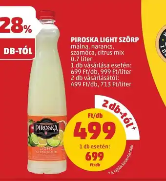 PENNY PIROSKA LIGHT SZÖRP 0,7l ajánlat