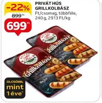 Auchan PRIVÁT HÚS GRILLKOLBÁSZ 240g ajánlat