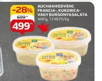 Auchan AUCHAN KEDVENC FRANCIA-, KUKORICA- VAGY BURGONYASALÁTA 400 g ajánlat