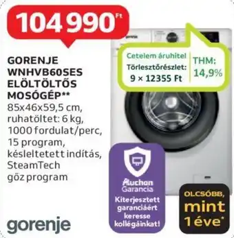 GORENJE WNHVB60SES ELÖLTÖLTŐS MOSÓGÉP