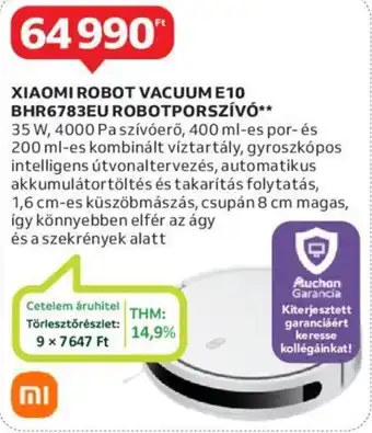 Auchan XIAOMI ROBOT VACUUM E10 BHR6783EU ROBOTPORSZÍVÓ ajánlat