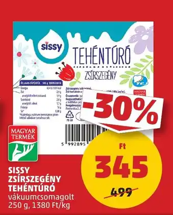 SISSY ZSÍRSZEGÉNY TEHÉNTÚRÓ 250g