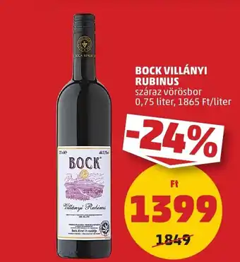 PENNY BOCK VILLÁNYI RUBINUS 0,75 liter ajánlat