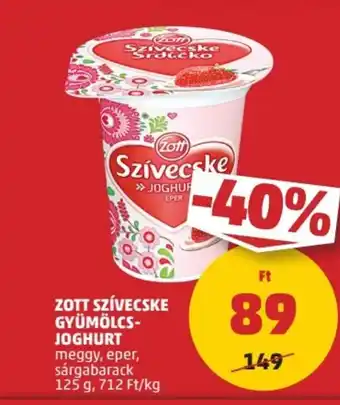 PENNY ZOTT SZÍVECSKE GYÜMÖLCS JOGHURT 125g ajánlat