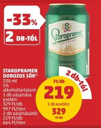 PENNY STAROPRAMEN DOBOZOS SÖR 330 ml ajánlat