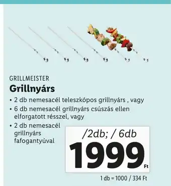 Lidl GRILLMEISTER Grillnyárs 2db / 6db ajánlat