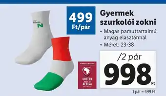 Lidl Gyermek szurkolói zokni 2 pár ajánlat