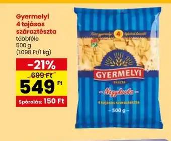 Gyermelyi 4 tojásos száraztészta 500g