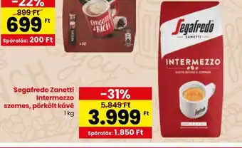 Spar Segafredo Zanetti Intermezzo szemes, pörkölt kávé 1kg ajánlat