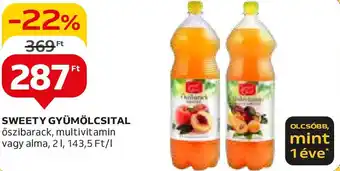 Auchan SWEETY GYÜMÖLCSITAL 2l ajánlat