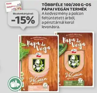 Auchan TÖBBFÉLE 100/200 G-OS PÁPAI VEGÁN TERMÉK ajánlat