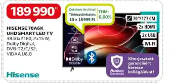 Auchan HISENSE 70A6K UHD SMART LED TV ajánlat