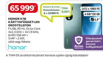 Auchan HONOR X7B KÁRTYAFÜGGETLEN OKOSTELEFON ajánlat
