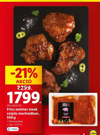 Lidl GRILLMEISTER Friss meister steak csípős marinádban, 550 g ajánlat
