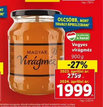 Lidl Vegyes virágméz 900g ajánlat