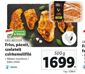 Lidl GRILLMEISTER Friss, pácolt, szeletelt csirkemellfilé 500g ajánlat