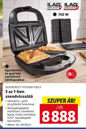 Lidl SILVERCREST® KITCHEN TOOLS 3 az 1-ben szendvicssütő ajánlat