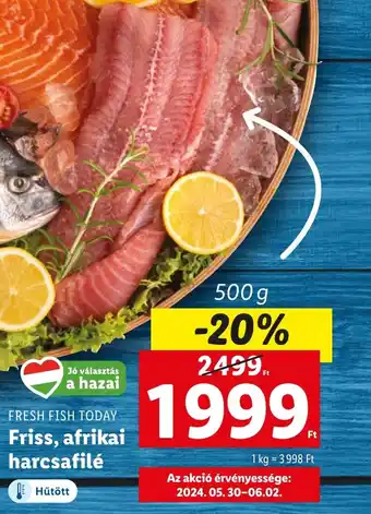 Lidl FRESH FISH TODAY Friss, afrikai harcsafilé 500g ajánlat