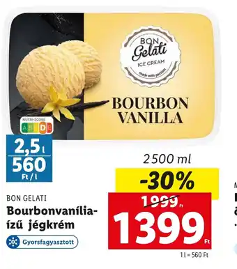 Lidl BON GELATI Bourbonvanília- ízű jégkrém 2500ml ajánlat