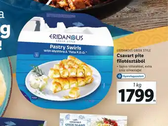 Lidl ERIDANOUS GREEK STYLE Csavart pite filotésztából 1kg ajánlat