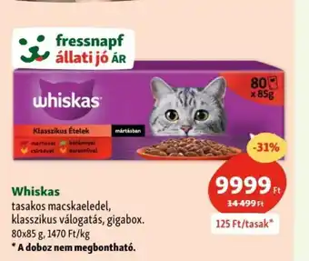 Fressnapf Whiskas tasakos macskaeledel 80x85g ajánlat